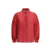 Kiton Pleated-front Linen Shirt In Red