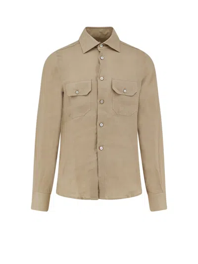 Kiton Linen Shirt In Brown