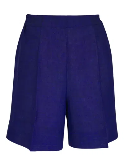 Kiton Linen Shorts In Blue