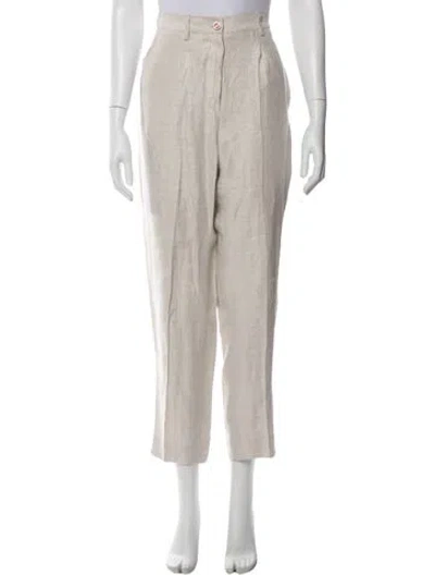 Pre-owned Kiton Linen Straight Leg Pants In Neutral