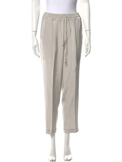 Pre-owned Kiton Linen Straight Leg Pants In Neutrals