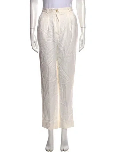 Pre-owned Kiton Linen Straight Leg Pants In Neutrals