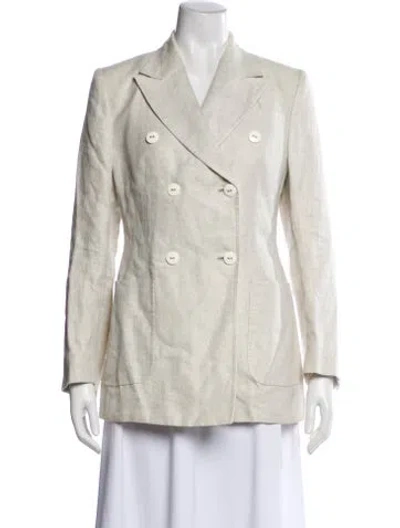 Pre-owned Kiton Linen Striped Blazer In Neutral