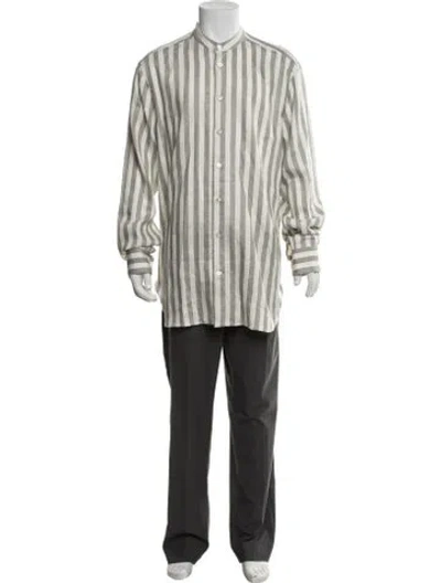 Pre-owned Kiton Linen Striped Shirt In Multicolor