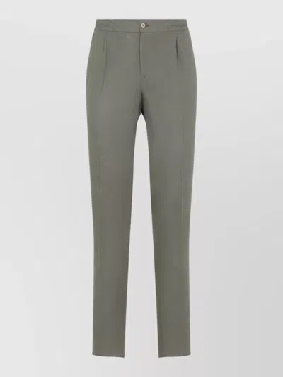 Kiton Linen Trousers Mid Rise Straight Leg In Green