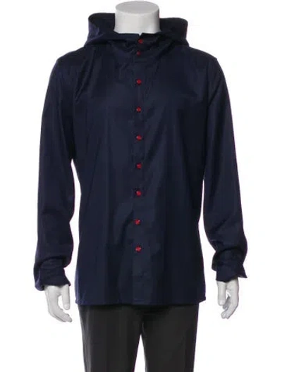 Pre-owned Kiton Linen Windbreaker In Blue