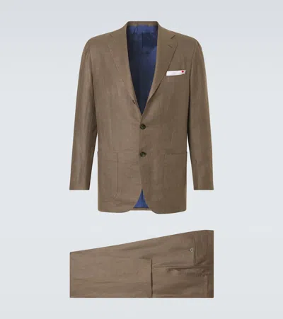 Kiton Linen, Wool, And Silk Suit In Brown