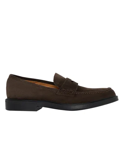 Kiton Suede Penny Loafers In Pepper