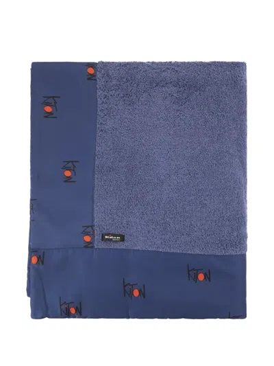 Kiton Logo Beach Towel In Blue