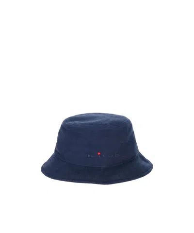Kiton Logo-embroidered Bucket Hat In Blue