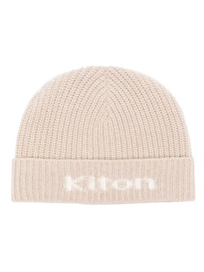 Kiton Logo Cashmere Beanie In White