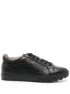 Kiton Logo-debossed Leather Sneakers In Black