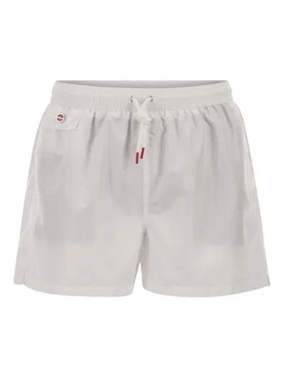 Kiton Logo-detail Swim Shorts In White