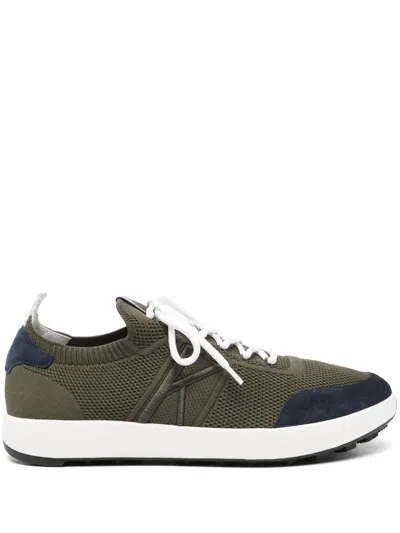 Kiton Logo-embroidered Trainers In Green