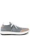 Kiton Low-top Mesh Sneakers With Suede Profiles In Gray