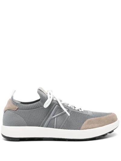 Kiton Logo-embroidered Sneakers In Grey