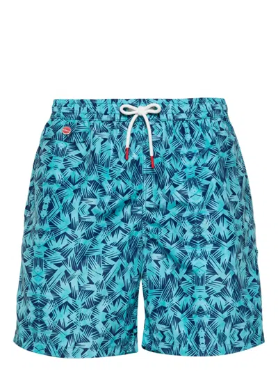 Kiton Logo-embroidered Swim Shorts In Blue