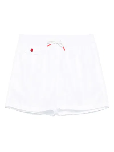 Kiton Logo-embroidered Swim Shorts In Grau