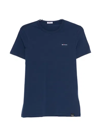 Kiton Logo-embroidered T-shirt In Blue