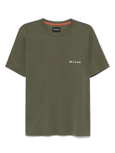 Kiton Logo-embroidered T-shirt In Green