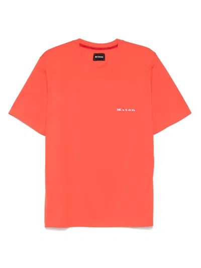 Kiton Logo-embroidered T-shirt In Orange