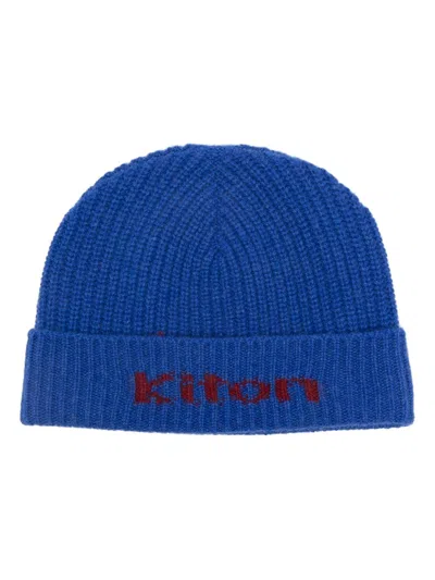 Kiton Logo-intarsia Beanie In Blau