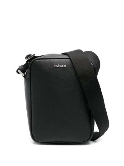 Kiton Logo-lettering Messenger Bag In Black