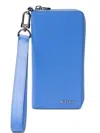 Kiton Calfskin Phone Holder Cardholder Wrist Strap In Blue