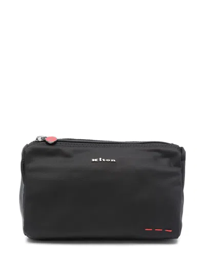 Kiton Logo-lettering Wash Bag In Black