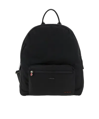 Kiton Logo Lettering Zipped Backpack In Black