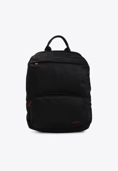 Kiton Logo Nylon Backpack In Black