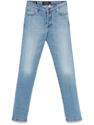 Kiton Logo-patch Jeans In Blue
