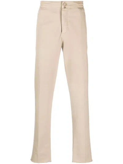 Kiton Logo-patch Lyocell-blend Chinos In Nude