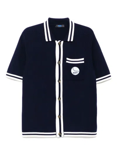 Kiton Logo-patch Shirt In Blue
