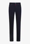Kiton Logo Patch Slim-fit Jeans In Blue