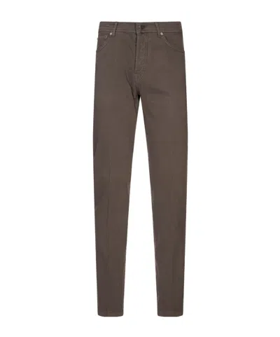 Kiton Logo Patch Straight-leg Jeans In Brown