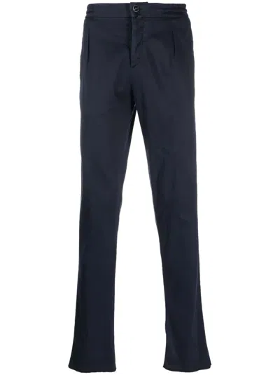 Kiton Logo-patch Straight-leg Trousers In Blau