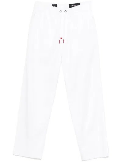 Kiton Logo-patch Trousers In White