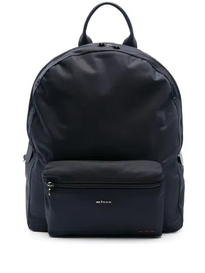 Kiton Logo-plaque Backpack In Blue