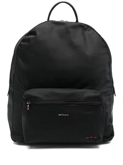 Kiton Rucksack Mit Logo-schild In Schwarz