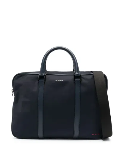 Kiton Logo-plaque Briefcase In Blue