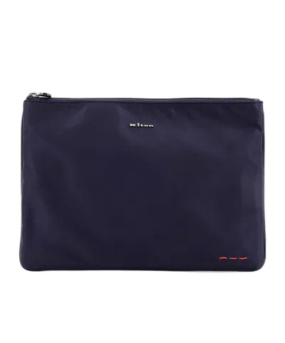 Kiton Logo Plaque Clutch Bag In Black