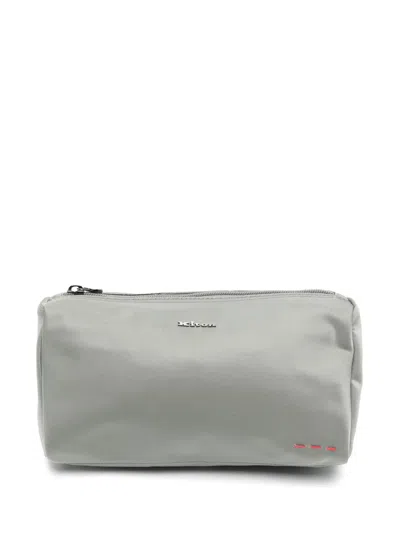 Kiton Logo-plaque Wash Bag In Grey