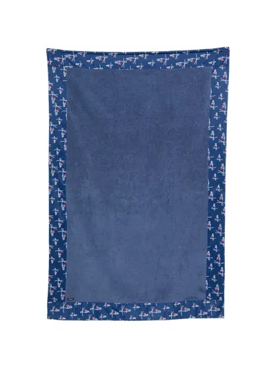 Kiton Logo Print Beach Towel In Blue
