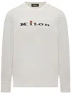Kiton White Crew Neck Sweatshirt With Logo In Weiss