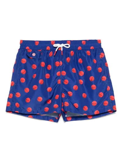 Kiton Nylon Swim Trunk With All-over Print In Multicolor