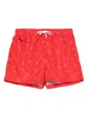 Kiton Printed Drawstring Swimming Trunks In 红色