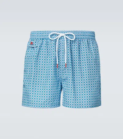 Kiton Logo Printed Swim Trunks In Blue
