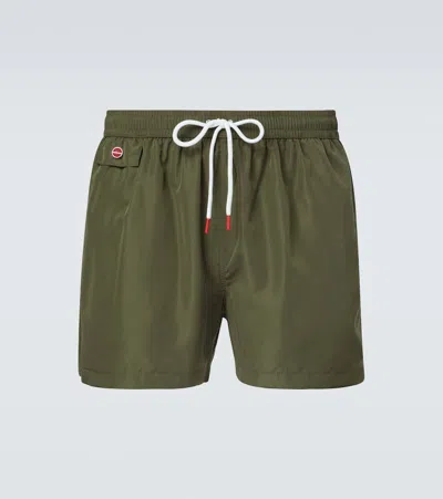 Kiton Logo Swim Trunks In Green