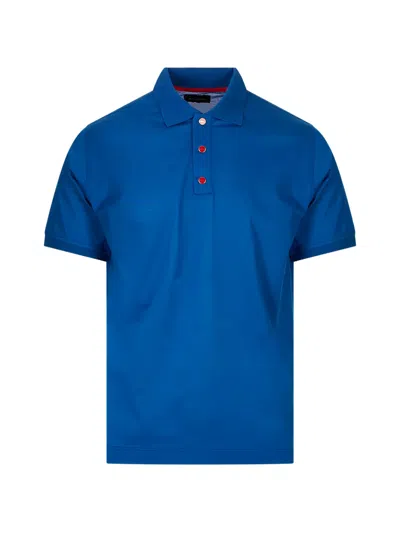 Kiton Logo-button Polo Shirt In Blue